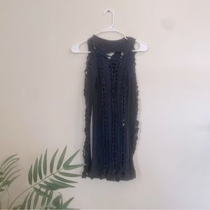 NWT Versace Navy & Black Long Sleeve Knotted Mini Dress